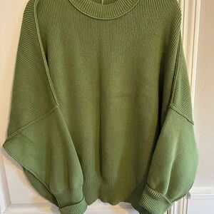 Free People Easy Street Green Crew Neck Sweater